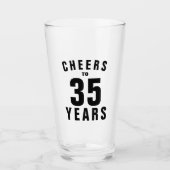 Hoera voor 35 jaar! 35e verjaardag bierglas cadeau glas (Voorkant)
