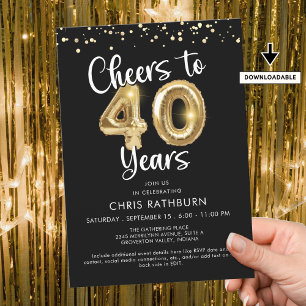 Hoera voor 40 Years Balloons Confetti Kaart