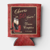 Hoera voor 50 jaar rood goud zwart blikjeskoeler (Voorkant)