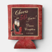 Hoera voor 50 jaar rood goud zwart blikjeskoeler (Achterkant)