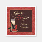 Hoera voor 50 jaar rood goud zwart servet (Voorkant)