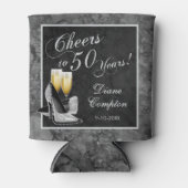 Hoera voor 50 jaar zilver en zwart blikjeskoeler (Voorkant)