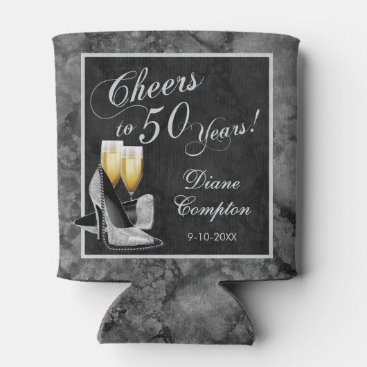 Hoera voor 50 jaar zilver en zwart blikjeskoeler (Achterkant)