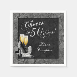Hoera voor 50 jaar zilver en zwart servet