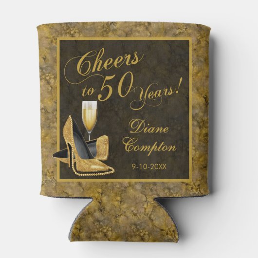 Hoera voor 50 jaar zwart goud blikjeskoeler (Achterkant)