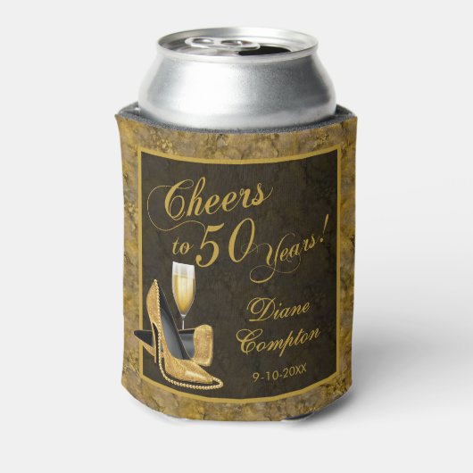 Hoera voor 50 jaar zwart goud blikjeskoeler (Blikje Achterkant)