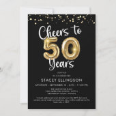 Hoera voor 50 Years Balloons Confetti Kaart (Voorkant)