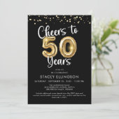 Hoera voor 50 Years Balloons Confetti Kaart (Staand voorkant)