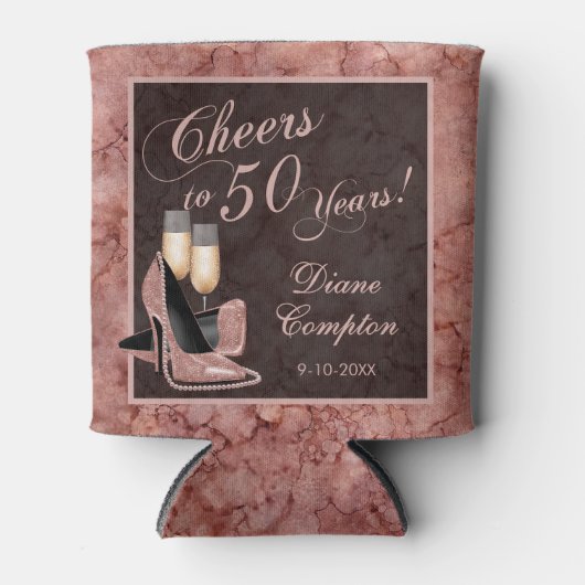 Hoera voor 50 Years Roos Gold Blikjeskoeler (Voorkant)