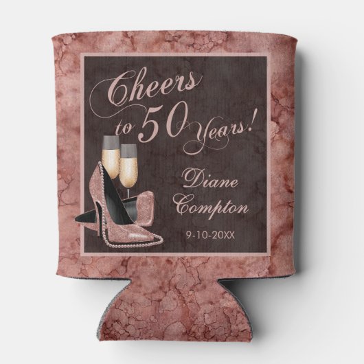 Hoera voor 50 Years Roos Gold Blikjeskoeler (Achterkant)