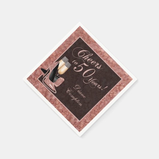 Hoera voor 50 Years Roos Gold Servet (Hoek)