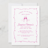 Hoera voor 60 Years Pink Whimsical Doodle Kaart (Voorkant)