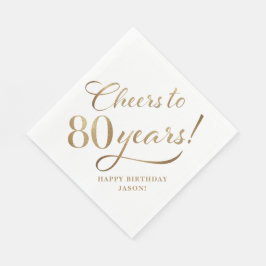 Hoera voor 80 Birthday Glitter White & Gold Servet