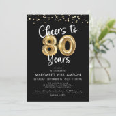 Hoera voor 80 Years Balloons Confetti Kaart (Staand voorkant)