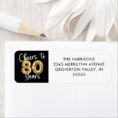 Hoera voor 80 Years Script Balloon Black Gold Etiket (Insitu)