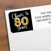 Hoera voor 80 Years Script Balloon Black Gold Etiket