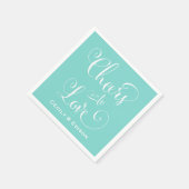 Hoera voor Aqua Blue Wedding Monogram Servetten (Hoek)