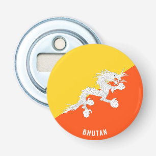 Hoera voor Bhutan! Prachtig patriottisch Button Flesopener