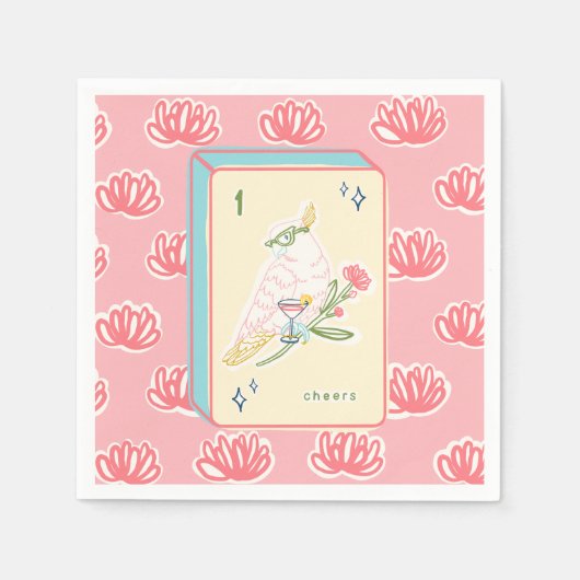 Hoera voor Bird Bam Mahjong Paper Napkin Servet (Voorkant)