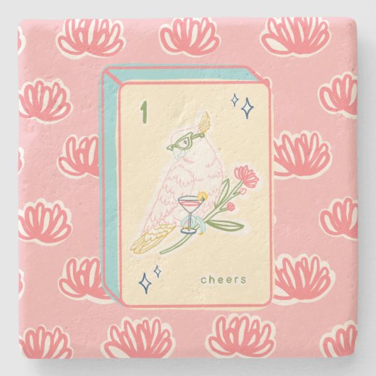 Hoera voor Bird Bam Mahjong Stenen Onderzetter (Voorkant)