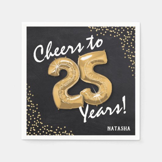 Hoera voor de 25 jaar! 25e verjaardag servet (Voorkant)