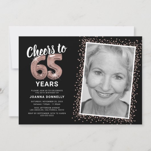 Hoera voor de 65ste verjaardag foto kaart (Voorkant)
