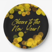 Hoera voor de Golden Bokeh Lights Papieren Bordje (Voorkant)