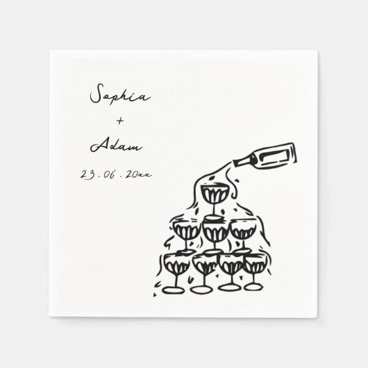 Hoera voor de liefde Hand Drawn Wedding Servet (Voorkant)