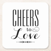 Hoera voor de liefde zwart-wit bruiloft kartonnen onderzetters (Voorkant)