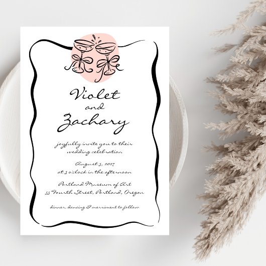 Hoera voor de moderne Doodle Wedding Kaart