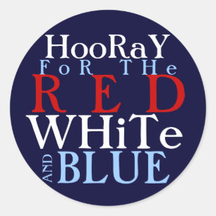 Hoera voor de Rode Witte en Blauwe Ronde Sticker