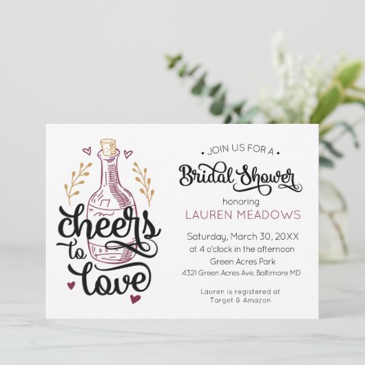 Hoera voor de uitnodiging van de bruidsdouche (Staand voorkant)