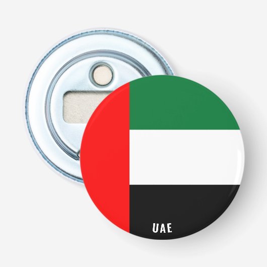 Hoera voor de VAE! Prachtig patriottisch Button Flesopener (Voorkant)
