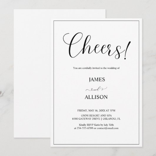 Hoera voor Forev Cheers Elegant Minimalist Simple Kaart (Voorkant / Achterkant)