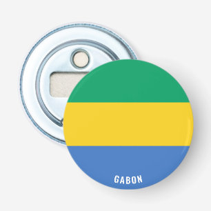 Hoera voor Gabon! Prachtig patriottisch Button Flesopener