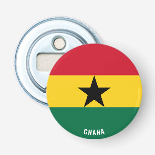 Hoera voor Ghana! Prachtig patriottisch Button Flesopener