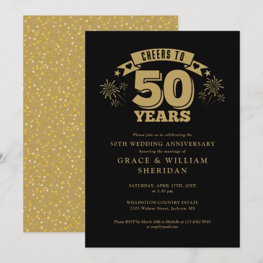 Hoera voor het 50ste Jubileum van de bruiloft Kaart (Voorkant / Achterkant)