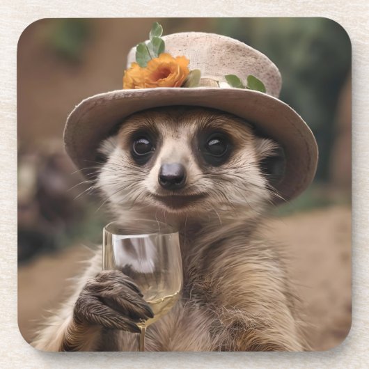 Hoera voor het leven: Gran Meerkat geniet van een  Bier Onderzetter (Voorkant)