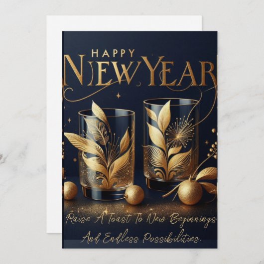 Hoera voor het nieuwe jaar! feestdagenkaart (Voorkant / Achterkant)