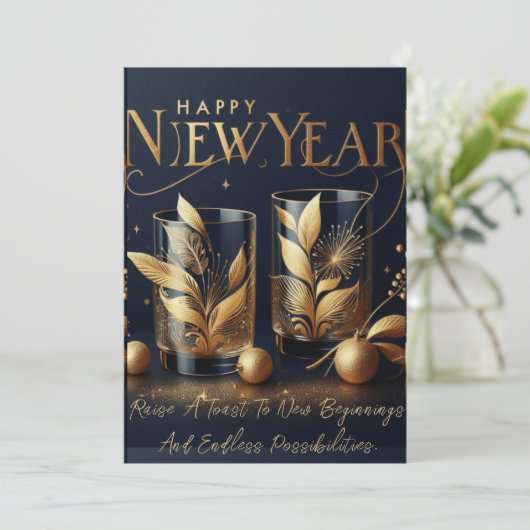 Hoera voor het nieuwe jaar! feestdagenkaart (Staand voorkant)