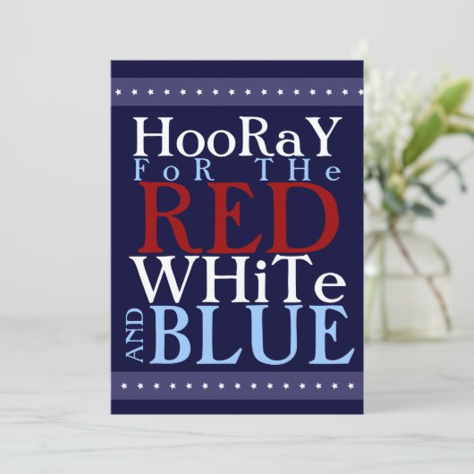Hoera voor het Rode Wit en Blauw 4 juli Kaart (Staand voorkant)
