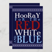 Hoera voor het Rode Wit en Blauw 4 juli Kaart (Voorkant / Achterkant)