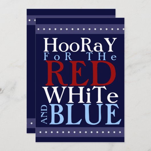 Hoera voor het Rode Wit en Blauw 4 juli Kaart (Voorkant / Achterkant)
