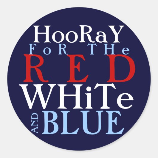 Hoera voor het Rood Wit en Blauw Ronde Sticker (Voorkant)