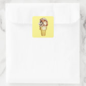 Hoera voor ijskap vierkante sticker (Tas)