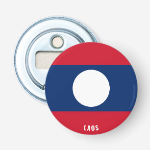 Hoera voor Laos! Prachtig patriottisch Button Flesopener
