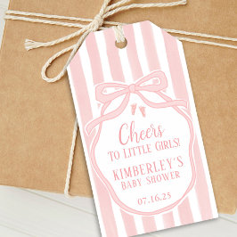 Hoera voor Little Girls Bow Pink Girl Baby shower Cadeaulabel