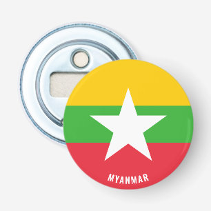 Hoera voor Myanmar! Prachtig patriottisch Button Flesopener