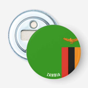 Hoera voor Zambia! Prachtig patriottisch Button Flesopener