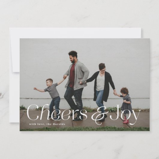 Hoera & vreugde op Full-bleed Landschap Fotokaart Feestdagenkaart (Voorkant)